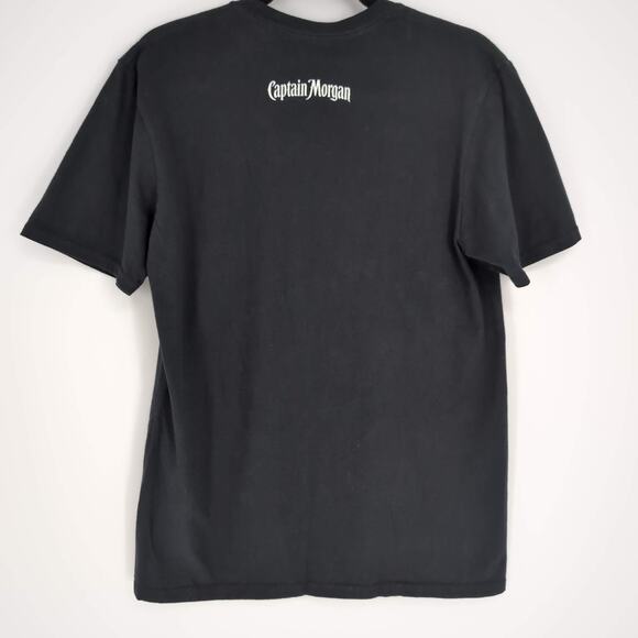 Tangerine Unisex Black with White Captain Morgan Logo Cotton T-Shirt - Size M - Picture 2 of 7